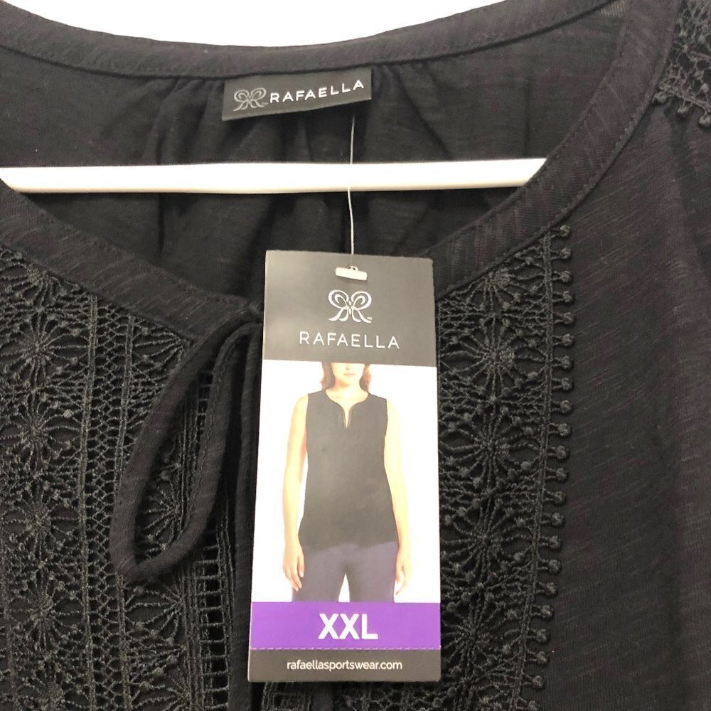 NWT Rafaella Top Size XXL Sleeveless Crochet Detail Black CasualVacation Cruise - Picture 5 of 6